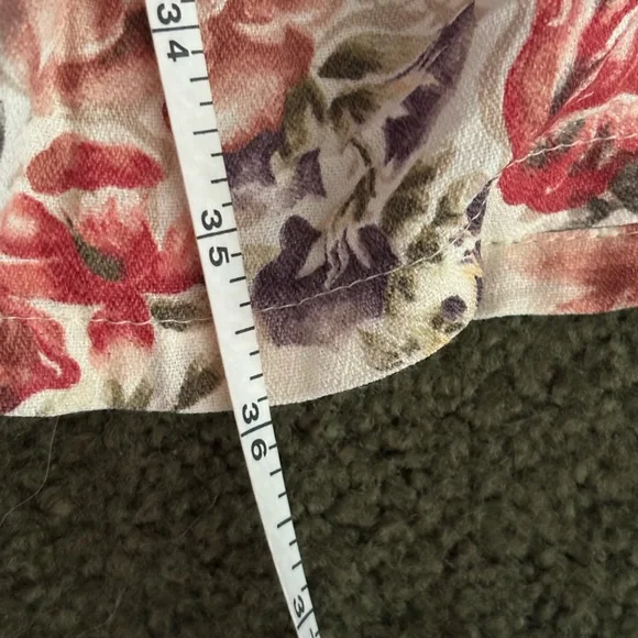 Vintage 90s Sz M Impressions of California Floral Button Down V-Neck Midi Dress - Picture 6 of 9